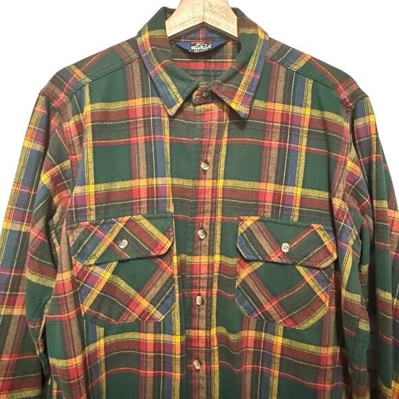 VTG 70s Plaid Woolrich Button Up Shirt Shacket SIZE M / L Heavy Cotton USA MADE - Picture 2 of 12